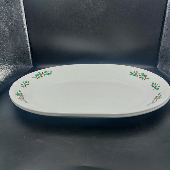 2 Corelle By Corning Winter Holly Days Christmas Oval Serving Platter Plate Dish - Picture 4 of 7